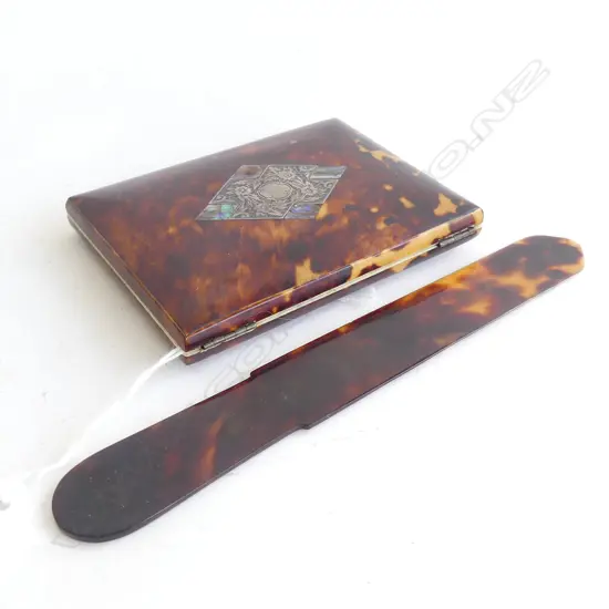 TOROISESHELL CARD HOLDER AF (REPAIRED INSIDE) & LETTER OPENER