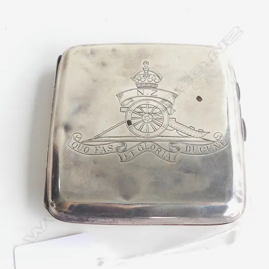 NZ WWII SILVER CIGARETTE CASE presentation engraved to Lieut T.R.Atchley