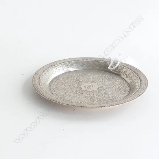 EGYPTIAN SILVER SMALL DISH finely engraved Dia.107mm. 47gms