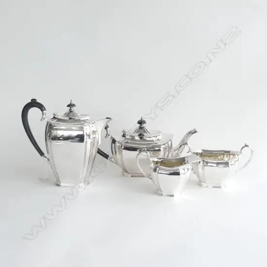 FOUR PC REGIS SILVER PLATE TEA SET; COFFEE POT, TEAPOT, SUGAR BOWL & MILK JUG
