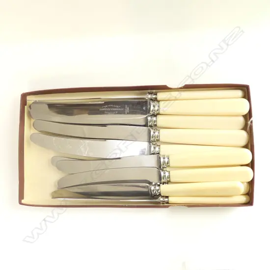 SET 12 SHEFFIELD BONE HANDLE KNIVES BY HARRISON & FISHER (6 DINNER / SIX LUNCH)
