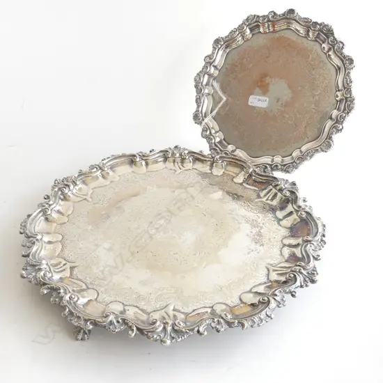 2 SILVER PLATED TRAYS WITH CHIPPENDALE BORDERS