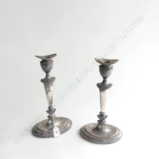PR SILVER ON COPPER CANDLESTICKS H. 310mm