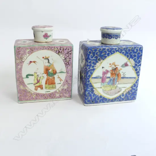 PR ORIENTAL PORCELAIN TEA CADDIES (HOLES DRILLED TO LIDS & BASES) H. 175MM