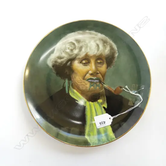 HAND PAINTED PLATE OF INA DE PAPATAHI OF NGAPHUI AFTER PAINTING BY GOLDIE. SIGNED R.BOWLER DIA 260MM