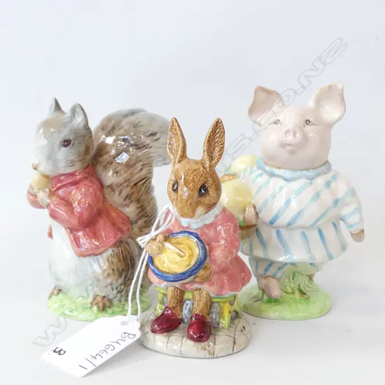 3 CERAMIC BEATRIX POTTER FIGURINES; 1 ROYAL DOULTON, 2 BESWICK...