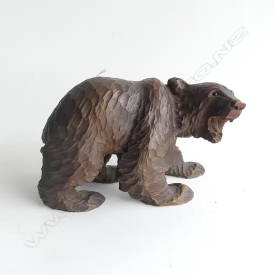 1960'S CARVED WOODEN BROWN BEAR L 200MM