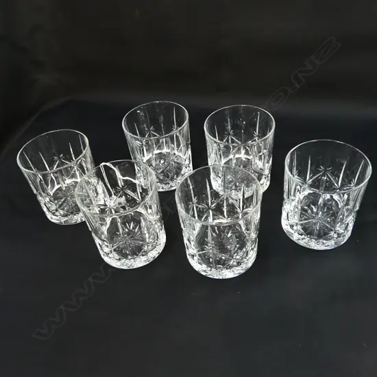 6 WATERFORD MARQUIS DOUBLE OLD FASHIONED TUMBLERS, ACID STAMP TO BASE H 95MM