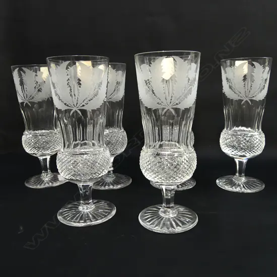 6 EDINBURGH CRYSTAL 'THISTLE' GLASSES H.175mm