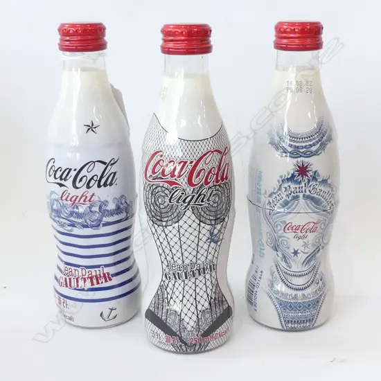 3 LTD. ED. JEAN PAUL GAULTIER COCA-COLA BOTTLES (unopened) H.195mm