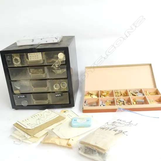 ASST. WATCH PARTS; CLASPS, ROUND GLASS COVERS, HANDS ETC