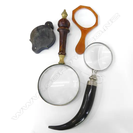 FOUR COLLECTABLE MAGNIFYING GLASSES