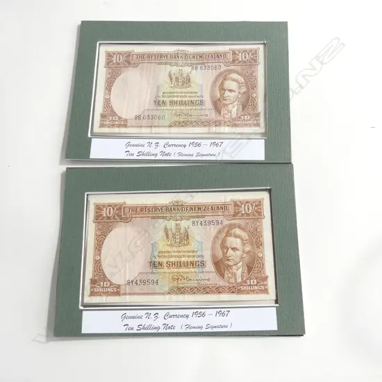 2X NZ 10/- BANK NOTES FLEMING. in display sleeves