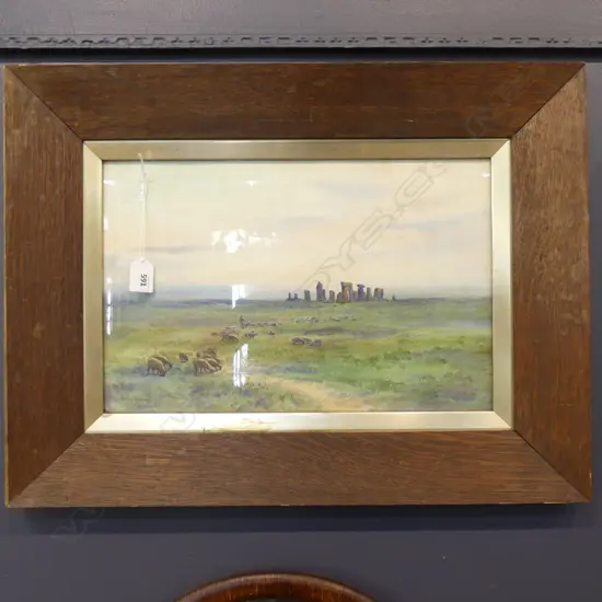 M. H. MCGRICK 'STONEHENGE' W/C SIGNED & ENTITLED 265x405mm in orig. oak frame