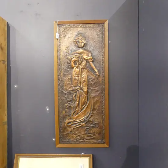 M. FURNESS ART NOUVEAU STYLE COPPER ARTWORK 755x295mm