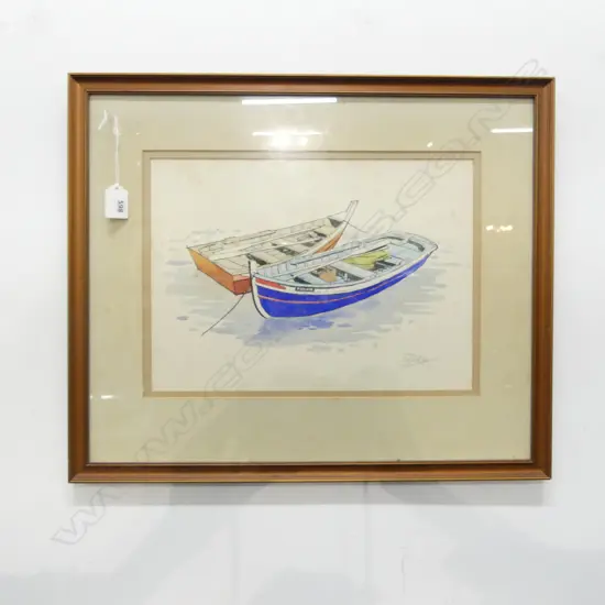 BRIAN BLAKE 'FISHING BOATS LISBON' W/C 250x350mm