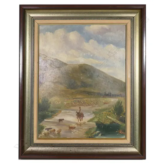 CHARLES BLOMFIELD ''PALMERSTON SOUTH RAILWAY', OIL ON BOARD, SIGNED, ENTITLED TO REVERSE, 450 x 360mm
