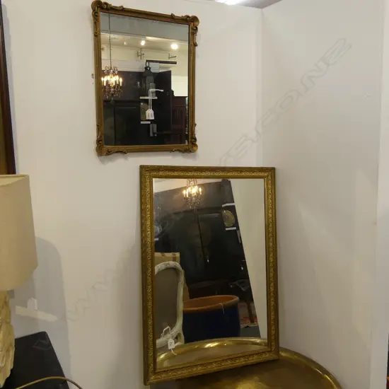 2 GILT FRAMED MIRRORS 595x820 / 400x510mm