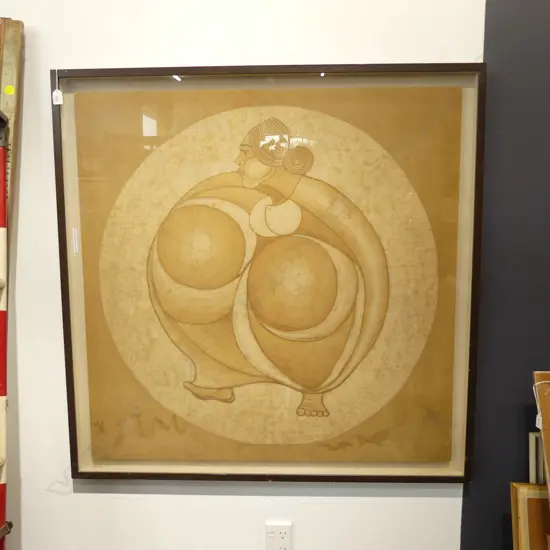 ARTIST UNKNOWN LARGE BATIK WOMAN 970x970mm