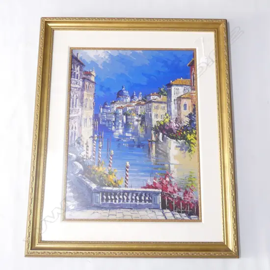 VENETIAN CANAL SCENE PRINT 103/295 SIGNED IN GILT FRAME 610x450mm