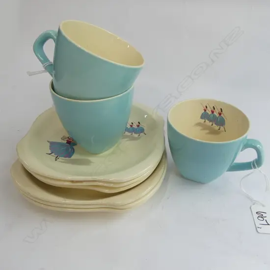 3 BESWICK CHINA C.S.P SETS BALLET PATTERN 