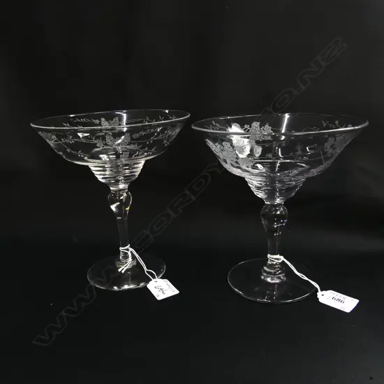 PR STUART CRYSTAL BIRD ETCHED COMPORTS 170mm
