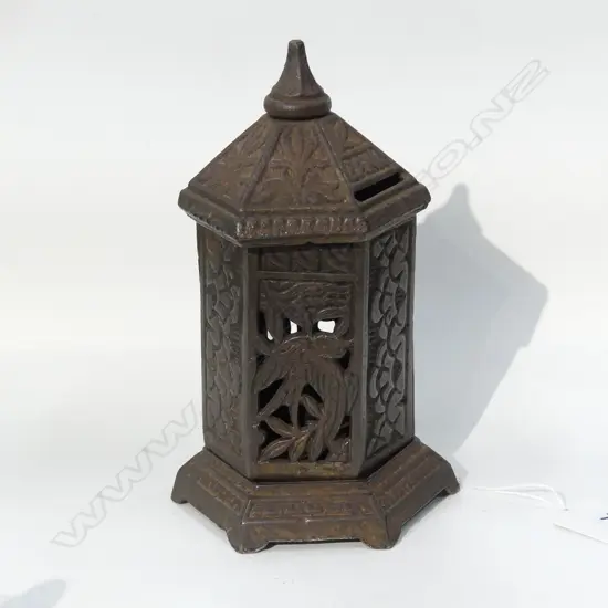 CAST IRON VICTORIAN MONEY BOX OF POSTBOX SHAPE H160mm