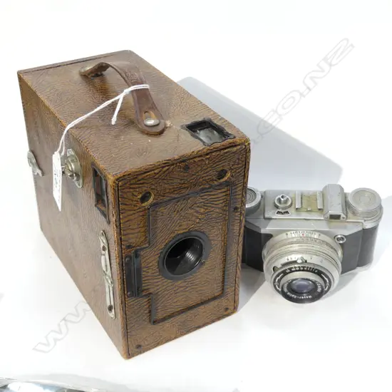 VINTAGE ENSIGN BOX CAMERA &ALTEX GERAMN HAND CAMERA 150mm