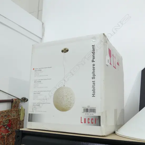 LUCCI HABITAT STRING SPHERE PENDANT AS NEW + 2 RETRO STYLE LIGHT SHADES 300 MM