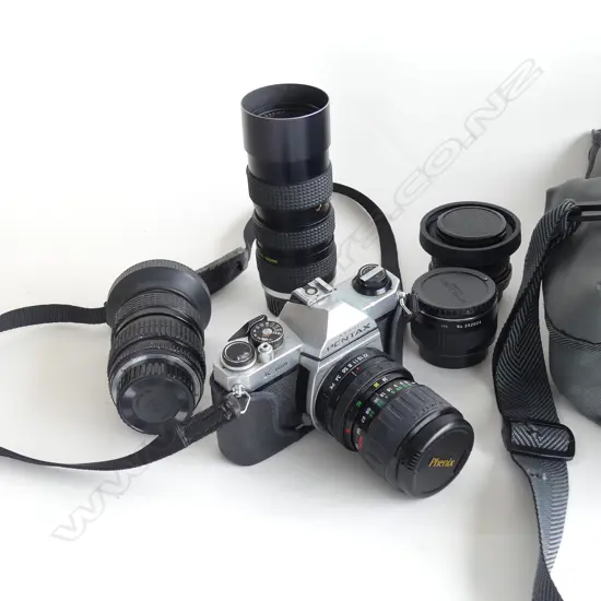 PENTAX K100 CAMERA + ASST. LENSES IN CASE