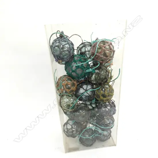 25 SMALL GLASS FISHING FLOATS WITH NETTING container not included
