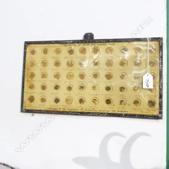 FRAMED VINTAGE COLLECTION 'GRASS & CLOVER SEEDS' BY DEPT AGRICULTURE INDUST. & COMMERCE 190 X 355MM