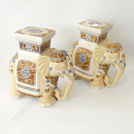PAIR OF CERAMIC ELEPHANTS’ 280mmH