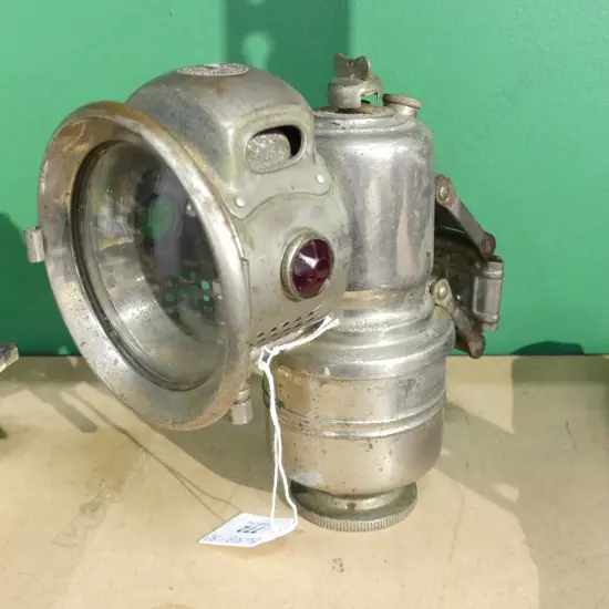 THE REVENGE LAMP BIRMINGHAM BY P&H GREEN, RED & GREEN GLASS FACET CUT INSERTS L 180MM