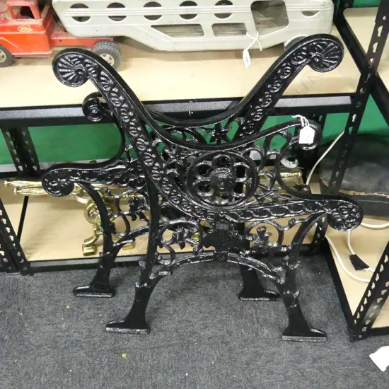 PR BLACK PAINTED VICTORIAN CAST IRON BENCH ENDS