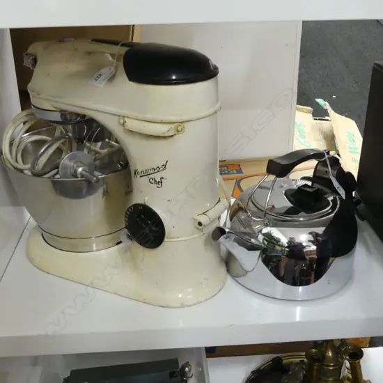 OLD KENWOOD CHEF ELECTRIC MIXER WITH BOWL & ATTACHMENTS + RUSSELL HOBBS CHROME ELECTRIC KETTLE