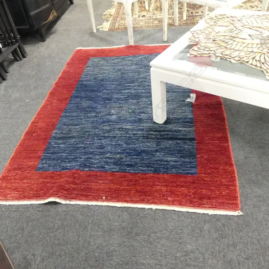 GABBEH RUG; BLUE w. RED BORDER 1800x1340mm