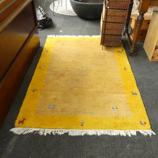HAND KNOTTED YELLOW GABBEH RUG 1800 X 1250mm