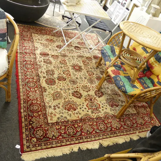 LARGE RED MACHINE KNOTTED RUG 2300x1700mm