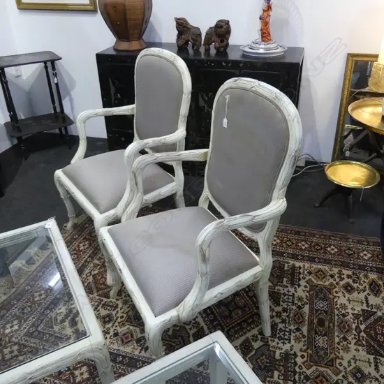 PR WHITE PAINTED FRENCH STYLE CHAIRS...