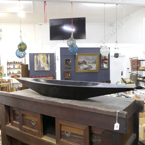 CARVED WOODEN BOAT L 1100MM