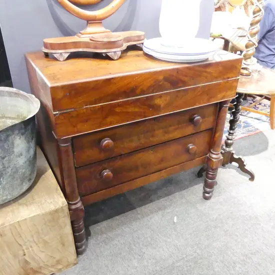 GEORGE III  MAHOGANY COTTAGE/ BATCHELOR'S SECRETAIRE CHEST...