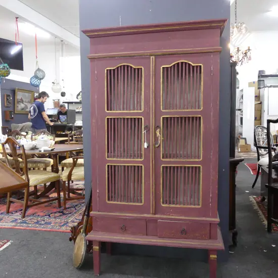 PURPLE PAINTED BALINESE STYLE CABINET 985x395x1790mm