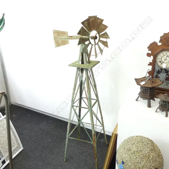 VINTAGE TALL DISTRESSED GREEN METAL GARDEN WEATHER VANE  H. 1450MM