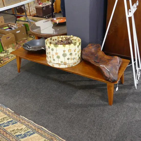 MID CENTURY WOODEN COFFEE TABLE BY VANSON ENGLAND C1960'S TAPERED LEGS L 1400MM