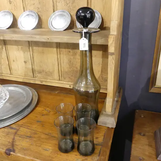POLISH DECANTER H.395mm & 4 GLASSES