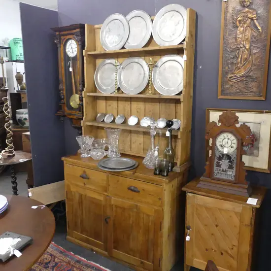 ANTIQUE COUNTRY PINE 2 PART KITCHEN DRESSER 1100x550x2055