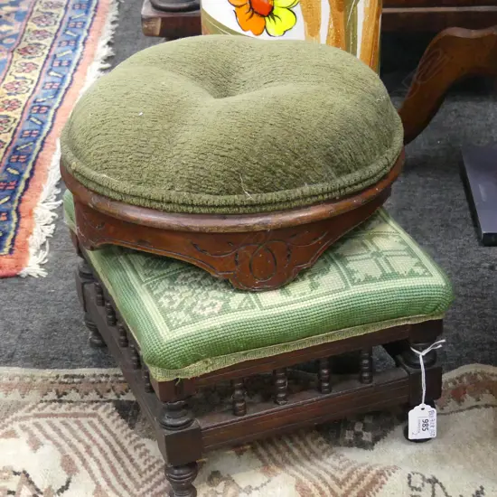 2 EARLY 20thC FOOTSOOLS, NEEDLEWORK