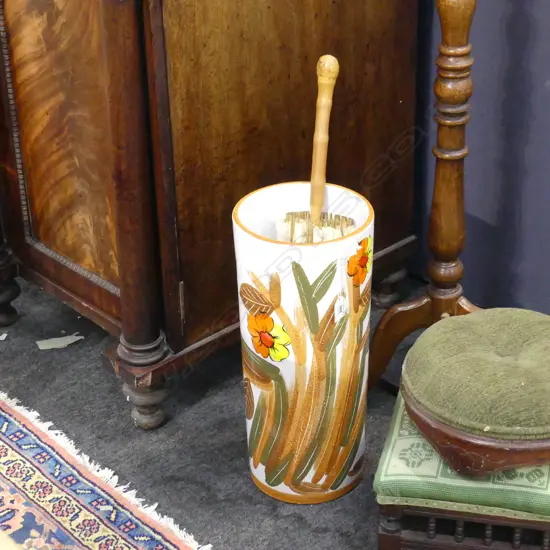 RETRO HAND PAINTED UMBRELLA STAND 440mm & CANE PARASOL