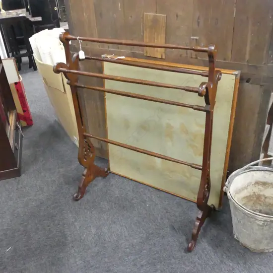 EDWARDIAN CARVED WOODEN TOWEL RAIL W.720mm